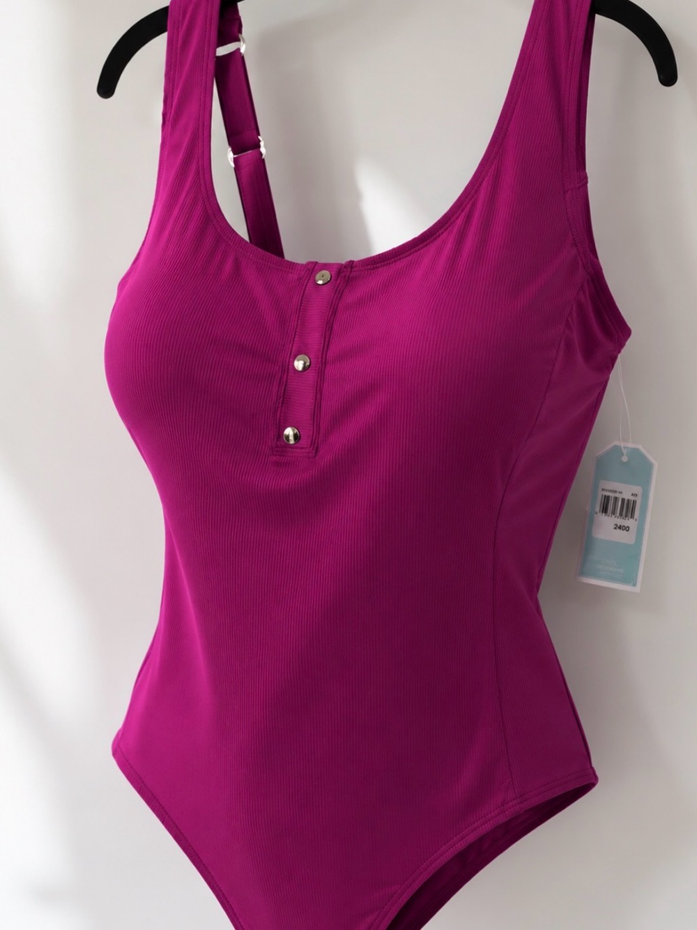 Fuchsia Ribbed One Piece Swimsuit 24W Plus Size